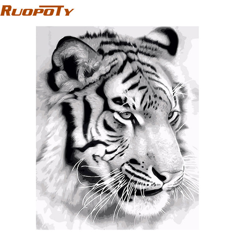 RUOPOTY – peinture par numéros de tigres, cadre mural, peinture sur toile acrylique pour décoration de maison, livraison directe ► Photo 1/6