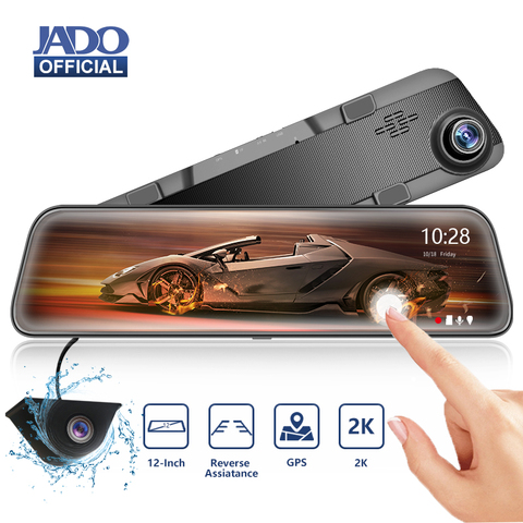 JADO G840H flux média rétroviseur dash cam 12 pouces voiture miroir caméra voiture Dvr 2K enregistreur de conduite Dashcam Vision nocturne ► Photo 1/1