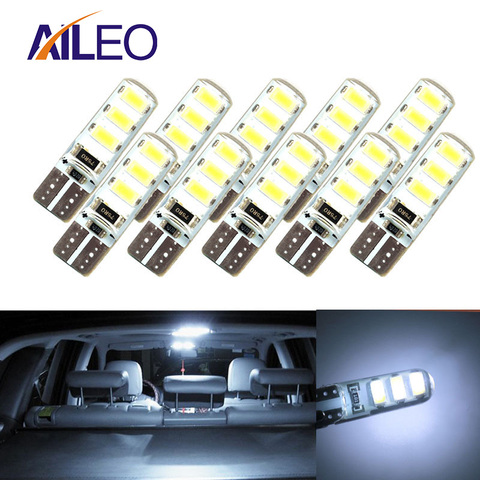 10 pièces LED W5W T10 194 168 W5W COB 6SMD Led Parking Ampoule Auto Coin Lampe De Dégagement CANBUS De Silice Blanc Brillant Licence Ampoules ► Photo 1/6