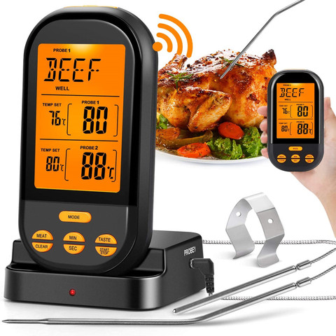 Nouveaux thermomètres à viande numériques sans fil cuisson à distance des aliments Barbecue gril thermomètre avec double sonde pour four fumeur Barbecue Barbecue ► Photo 1/6