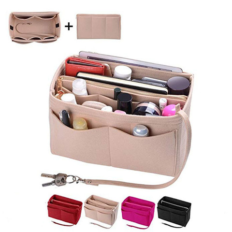 HHYUKIMI – Trousse de maquillage compartimentée portable en feutre, sac à insérer à l'intérieur d'un sac à main ou de voyage, adapté aux produits cosmétiques de différentes marques ► Photo 1/6