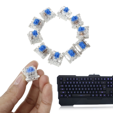 Interrupteur de clavier mécanique bleu à 3 broches, 10 pièces, remplacement pour Gateron Cherry MX ► Photo 1/6