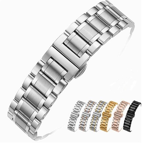 Bracelet de montre à Quartz pour hommes, bracelets en acier inoxydable Bracelet de montre, 12/14/15/16/17/18/19/20/21/22/23/24mm ► Photo 1/6