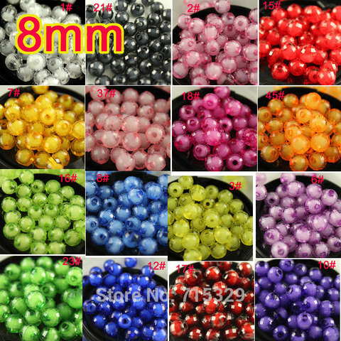 Breloques en acrylique à 96 facettes, 8mm, 100 pièces, perles rondes en vrac, bijoux de couleur pk, fabrication de jouets pour enfants, matériel de jouets éducatifs DIY ► Photo 1/6