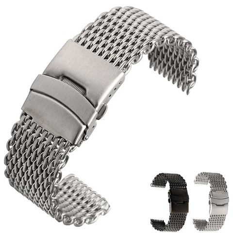 Bracelet requin milanais en maille, pour b-reitling s-eiko OMG, 18mm, 20mm, 22mm, 24mm, en acier inoxydable Bracelet de montre, Bracelet ► Photo 1/6