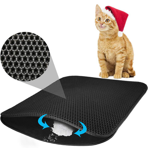 Tapis de litière pour chat EVA Double couche tapis de chat litière trappeur tapis avec couche inférieure imperméable antidérapant litière pour animaux de compagnie tapis de lit pour chat ► Photo 1/6