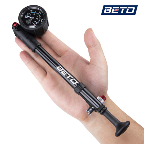 Beto vélo pompe à choc fourche vtt/pompe de Suspension arrière pour vélo 400 PSI tuyau Air pompe à main avec manomètre vélo gonfleur ► Photo 1/6