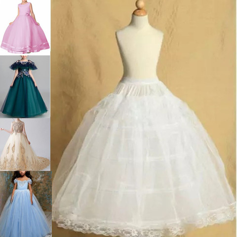 Jupon blanc pour filles de 2 à 18 ans, 7 tailles adaptées, sous-jupe Crinoline, robe de bal, bouffante, 3 cerceaux ► Photo 1/3