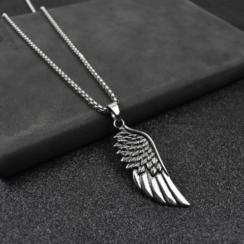 Mode chaude plume hommes pendentif collier Punk Vintage en acier inoxydable boîte chaîne collier pour hommes bijoux cadeau ► Photo 1/6