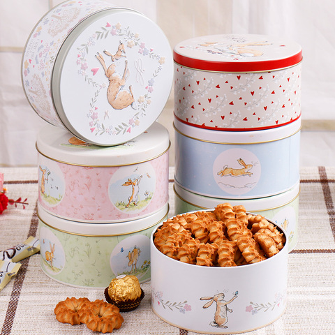 Nouvelle boîte de rangement en étain de bande dessinée de mode cuisson gâteaux de biscuits floraux bricolage boîte de rangement en étain mignon pour enfants cadeaux boîte de rangement de Dessert ► Photo 1/3