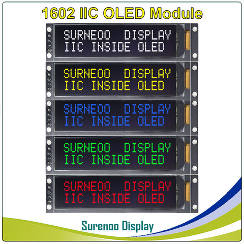 Affichage OLED réel, 2.26 pouces 1602 162 caractères IIC I2C blanc jaune affichage du Module LCD OLED LCM écran KS0066 pour Arduino STM32 ► Photo 1/6