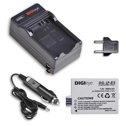 Kit de batterie et chargeur 1800mAh LPE5, pour Canon EOS Rebel XS Rebel T1i Rebel XSi 1000D 500D 450D Kiss X3 Kiss X2 Kiss F, LP-E5 ► Photo 1/6