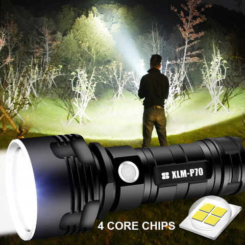 Lampe CREE (XHP70), lampe Ultra puissante étanche et rechargeable par USB à lampe de poche LED, lanterne Ultra brillante pour la chasse, le camping ► Photo 1/6