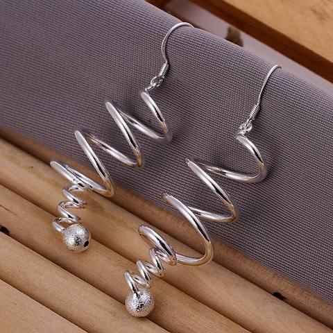 Boucles d'oreilles en plaqué argent pour femmes, élégantes, mignonnes, breloques de mariage, bijoux classiques, crochet, cadeau charmant, vente en gros, JSHE215 ► Photo 1/3