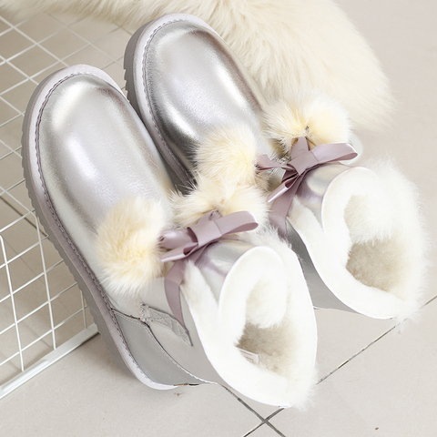 Bottes de neige en peau de mouton véritable pour femme, chaussures d'hiver à la mode, 100% ► Photo 1/3