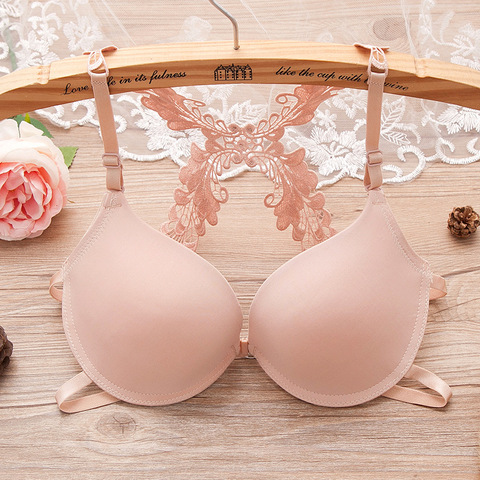 Soutien-gorge Push Up en dentelle japonaise, Sexy, fermeture frontale, beauté du dos, couleur unie, Lingerie pour filles et femmes ► Photo 1/6