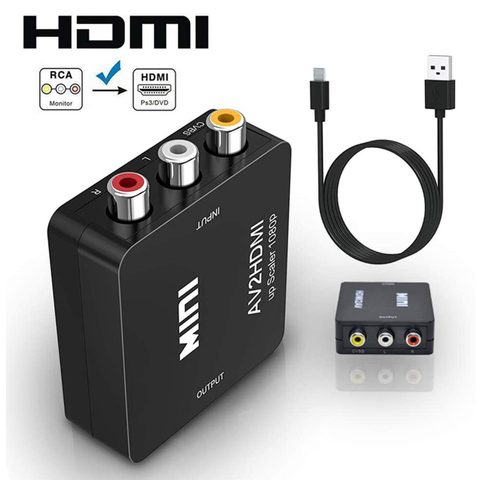 HD 1080P AV vers HDMI-convertisseur compatible télévision lecture AV2 HDMI-adaptateur compatible pour PS3 PS4 DVD Xbox projecteur ► Photo 1/6
