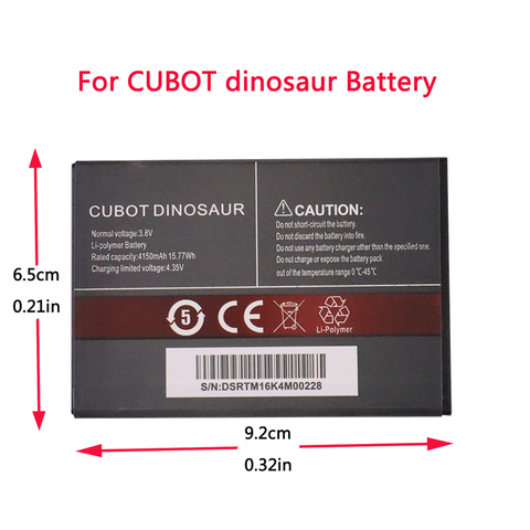 100% nouvelle batterie originale de secours de la batterie 4150mAh de dinosaure de CUBOT pour le téléphone portable de dinosaure de CUBOT ► Photo 1/4