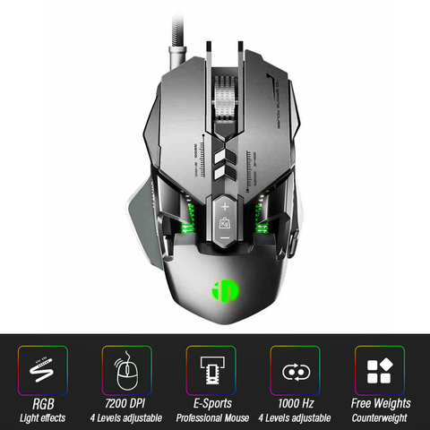 Souris de jeu ergonomique et professionnelle, 7200DPI, poids libres, pour ordinateur portable et Gamer ► Photo 1/5