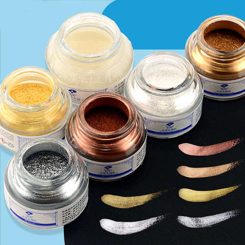 Poudre métallique pour aquarelle 30ml, poudre dorée pour aquarelle, peinture gouache métallique argent, milieu irisé nacré, revêtement en poudre ► Photo 1/6