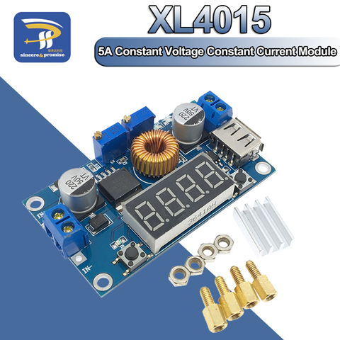 Module de chargeur de batterie au lithium XL4015 5A, lecteur numérique DC-DC, convertisseur abaisseur USB CC/CV avec voltmètre ammètre, LED ► Photo 1/6