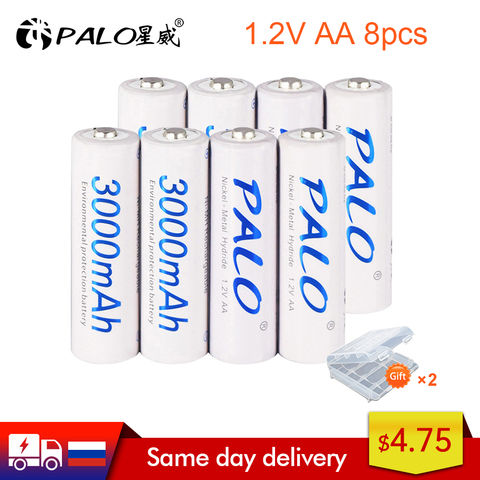 PALO 2-24 pièces batterie rechargeable AA 2A 1.2V 3000mAh AA 2A nimh ni mh ni-mh 100% batteries de courant haute capacité d'origine ► Photo 1/6