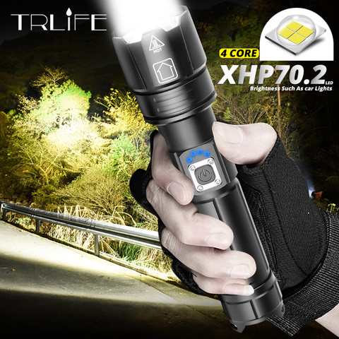 Ultra plus puissant lampe de poche LED XLamp XHP70.2 USB Rechargeable XHP50 lumière tactique 18650 26650 Zoom torche LED lampe de Camping ► Photo 1/6