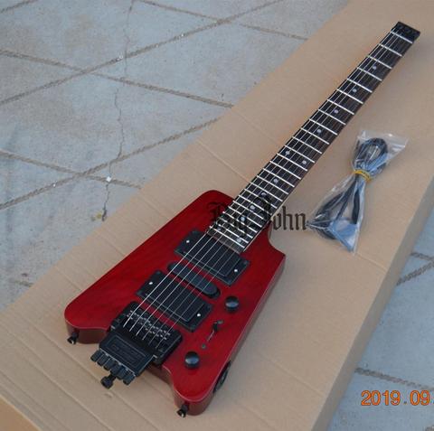 Nouvelle guitare électrique sans tête rouge, corps en cendres et manche en bois de rose ramassage passif 214 ► Photo 1/6
