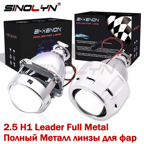 Sinolyn lentilles de phares H4 H7 | Kit de projecteur bi-xénon 2.5 lentille métallique de feux automobiles, accessoires rénovation bricolage, lampe au xénon HID H1 ► Photo 1/6