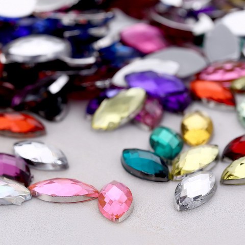 Strass en cristal, 5x10mm, emballage 50pcs, couture avec cristaux, cristaux, œil de cheval, Strass acryliques, pour faire soi-même, arts et vêtements ► Photo 1/6