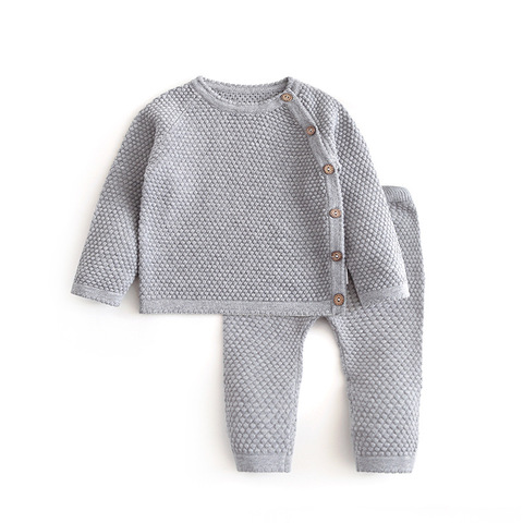 Ensemble pull chaud en coton pour bébé et fille de 0 à 3 ans, 2 pièces, en tricot, collection printemps-automne 2022 ► Photo 1/6