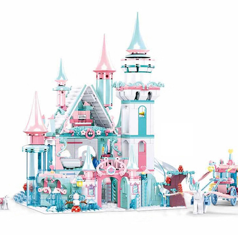 QWZ-ensemble château de glace magique, 1314 pièces, ensemble de château des neiges, blocs de construction en briques, jouets pour filles, amis, cadeaux de noël ► Photo 1/6