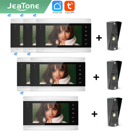 Jeatone-interphone vidéo intelligent Tuya avec écran 7 pouces, interphone vidéo sans fil pour la maison, moniteur d'intérieur, détection de mouvement, visiophone, plusieurs unités de système ► Photo 1/6