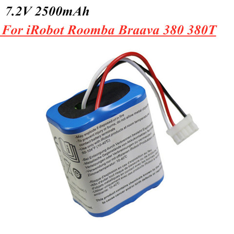 1 pièces 7.2V 2500mAh Ni-MH batterie Rechargeable pour iRobot Roomba Braava 380 380T menthe 5200c AA NiMH 2500mAh 2.5Ah batterie ► Photo 1/1