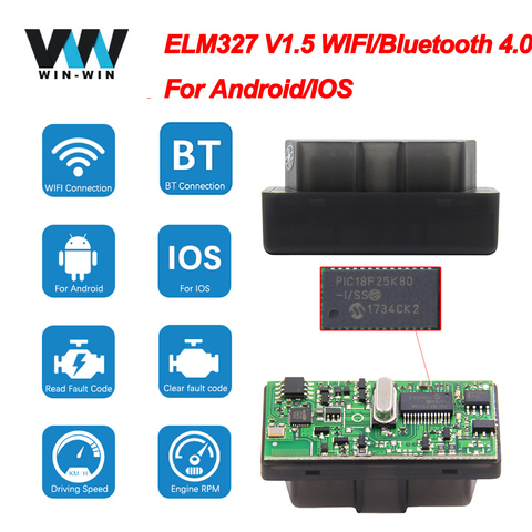 Outil de diagnostic automatique de Scanner wifi | ELM 327 V1.5 OBD2 Bluetooth 4.0, PIC18F25K80 pour Android/IOS ELM327 V1.5 OBD OBD2 ► Photo 1/6