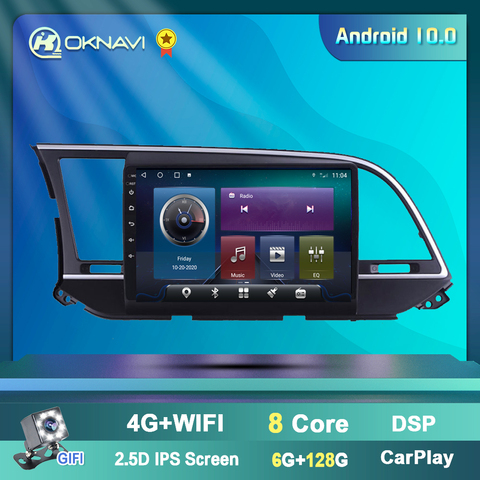 OKNAVI – autoradio Android 10.0, Navigation GPS, lecteur multimédia vidéo, 2 Din, sans DVD, pour voiture Hyundai Elantra (2015, 2016, 2017, 2022, 2022) ► Photo 1/6