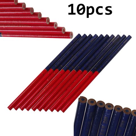 Crayons Double couleur bleu et rouge, crayons à usage spécial, pour dessin, ensemble de crayons de couleur, bleu et rouge, pour charpentier, papeterie de bureau, 10 pièces ► Photo 1/6