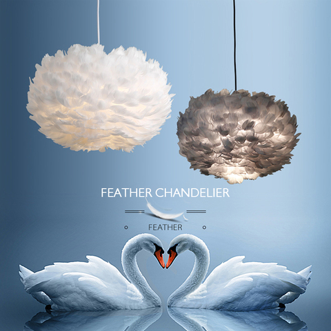 Lampe suspendue en plumes pour chambre d'enfant, en cristal, luminaire décoratif d'intérieur, idéal pour un mariage ► Photo 1/6