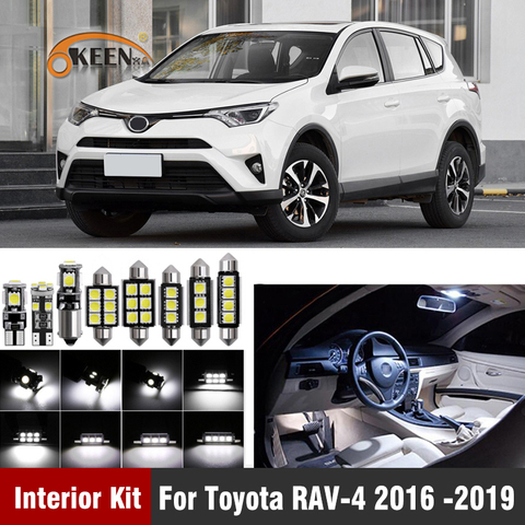 Éclairage d'intérieur de voiture, 10 pièces, pour Toyota Rav4 RAV 4 RAV-4 2006- 2016 2017 2022 Canbus, plaque d'immatriculation, lumière Super brillante ► Photo 1/6