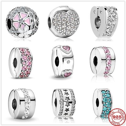 Livraison gratuite argent plaqué cuivre entretoise clip perle chemin étoile amour coeur charme fit européen Pandora Bracelet bricolage femmes bijoux ► Photo 1/1