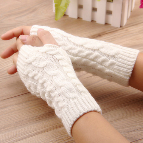 Gants d'hiver élégants pour femmes, chauffe-mains, tricot Crochet, mitaine en fausse laine, Gants chauds sans doigts pour femmes ► Photo 1/6