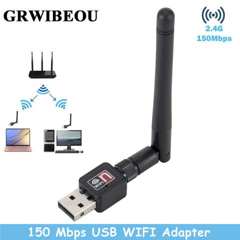 Adaptateur carte réseau Mini USB wi-fi 150 mb/s 2dbi, adaptateur carte réseau, antenne wi-fi, Dongle, récepteur wi-fi, USB Ethernet 2.4 ghz ► Photo 1/6