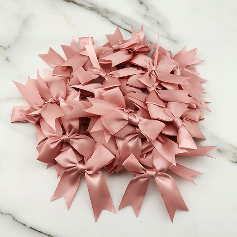 (50 Pcs/pack) 85*85mm ruban rose frais arcs petite taille ruban de Satin arc fleur artisanat décoration travail manuel bricolage fête décoration ► Photo 1/6