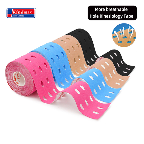 Kindmax trou kinésiologie bande médical élastique Sport bande athlétique pour le soutien musculaire contrainte blessure soulagement de la douleur, 5cm x 5m rouleau ► Photo 1/6