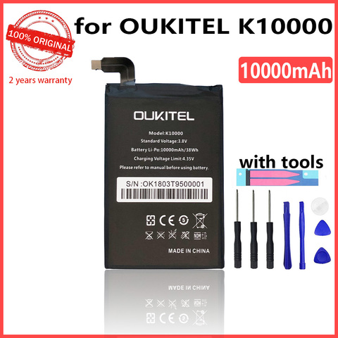 100% Original 10000mAh K10000 batterie pour Oukitel K10000 téléphone Batteries de haute qualité avec outils + numéro de suivi ► Photo 1/5