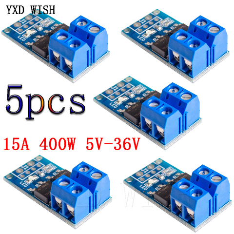 5 pièces 15A 400W MOS FET déclencheur commutateur Module d'entraînement PWM régulateur panneau de commande pour arduino DC 5V 12V 36V ► Photo 1/3