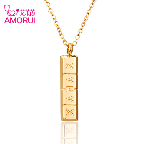 AMORUI Trendy Xanax Vertical Pilule Bar Pendentif Collier ID En Acier Inoxydable Femmes Chaîne Colliers Rose Or Argent Pendentif Collier ► Photo 1/6