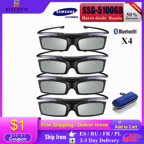Lunettes 3D d'origine officielle ssg-5100GB lunettes 3D Bluetooth lunettes actives ssg5100 pour toutes les séries TV Samsung Sony epson 3D ► Photo 1/6
