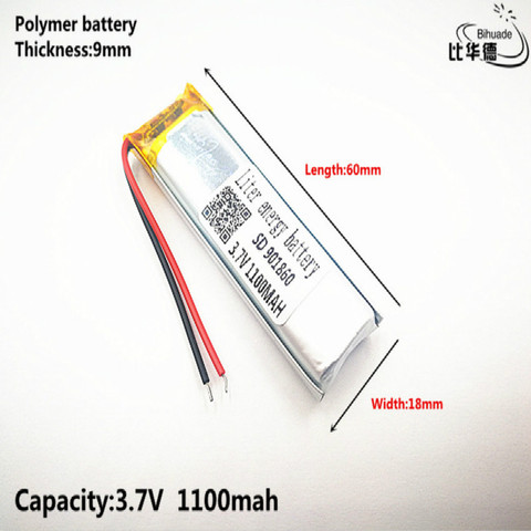 Litre batterie énergétique bonne qualité 3.7 V, 1100 mAH, 901860 polymère lithium ion/Li-ion batterie pour jouet, chargeur, GPS, mp3, mp4 ► Photo 1/5