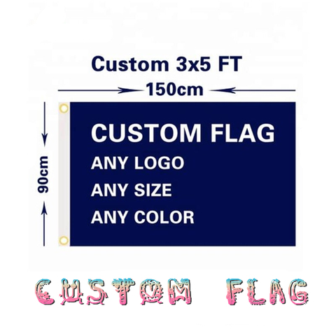 Drapeau personnalisé tout LOGO/taille/couleur 3X5FT/2X3FT/4X6FT bannière volante 100D Polyester publicité sport décoration ► Photo 1/1